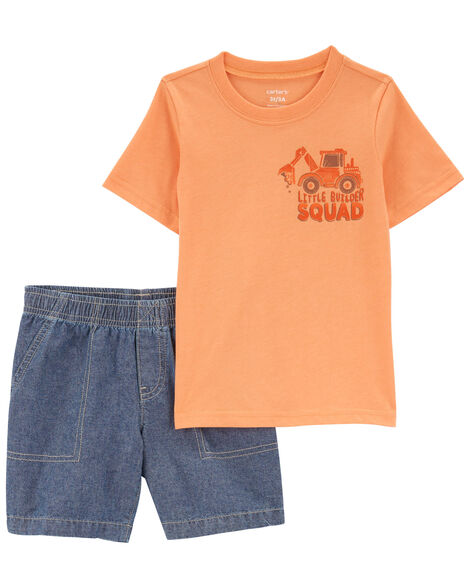 Product image 1 of Baby 2-Piece Construction Tee & Denim Short Set