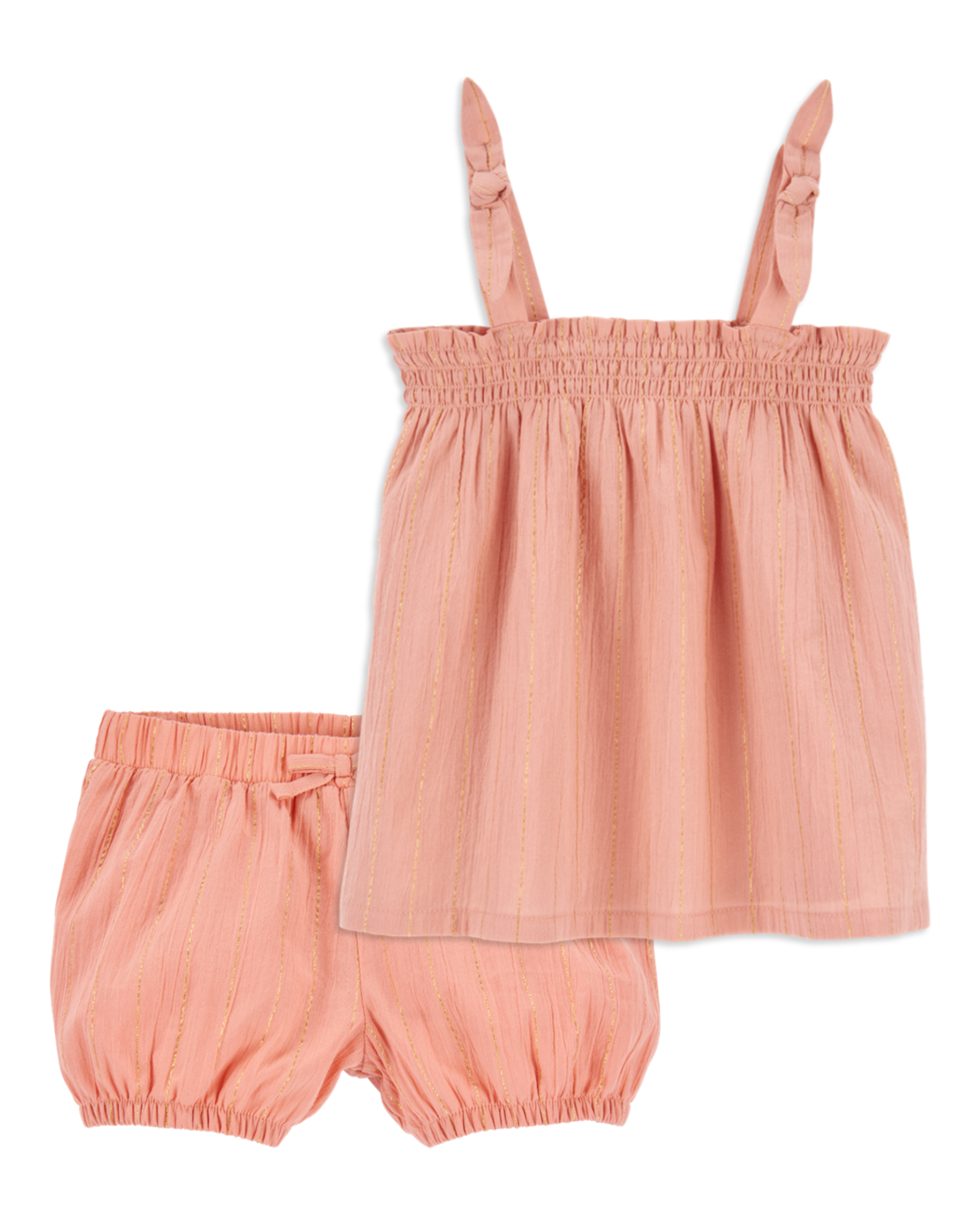 Toddler 2-Piece Boho Chic Gauze Tank & Pull-On Woven Shorts Set - Orange