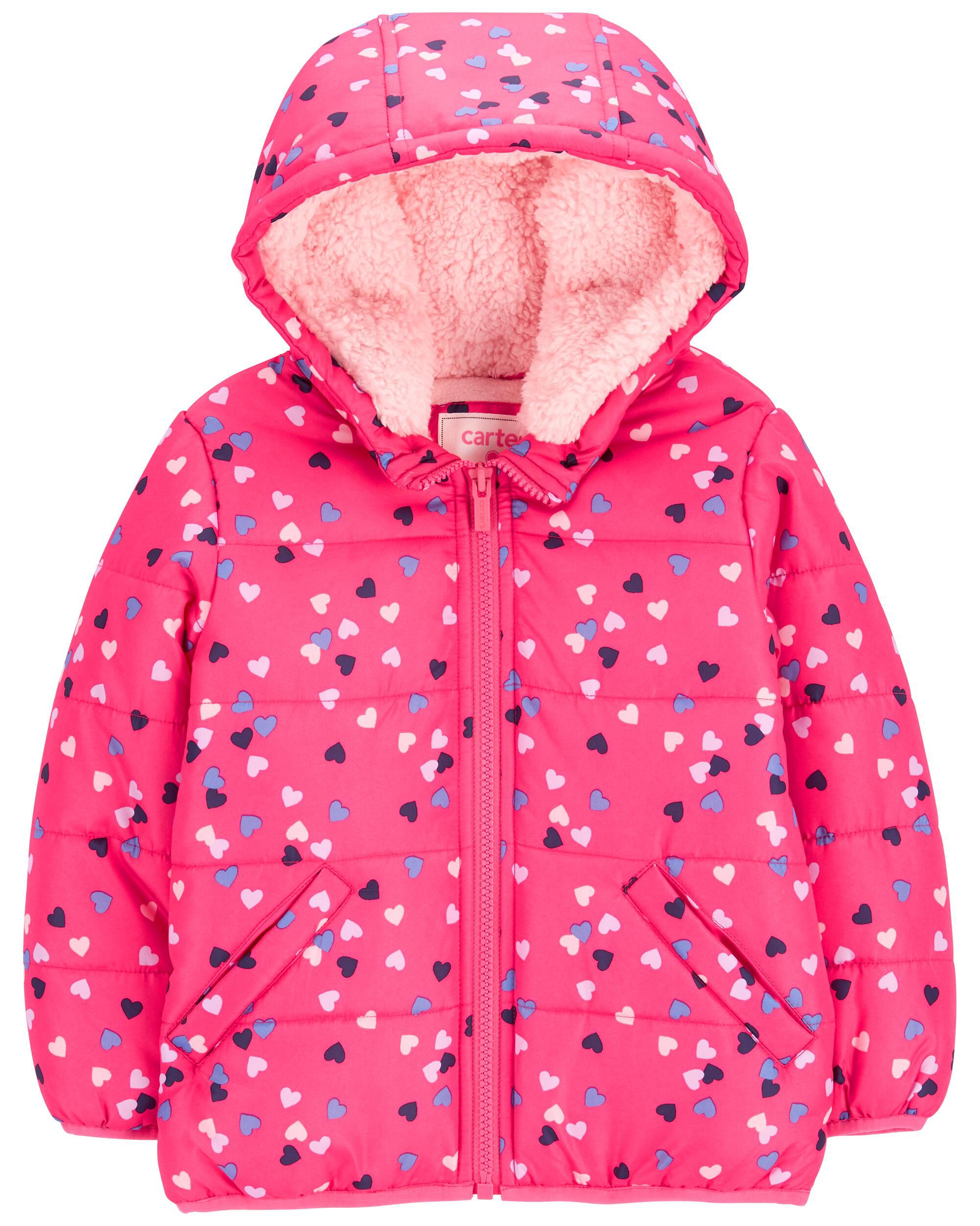 Baby Girls Baby Heart Heavyweight Puffer Jacket 24M Pink Carters