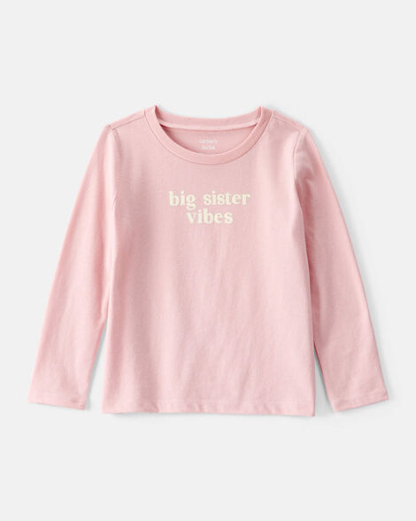 toddler girl big sister long-sleeve graphic tee - pink