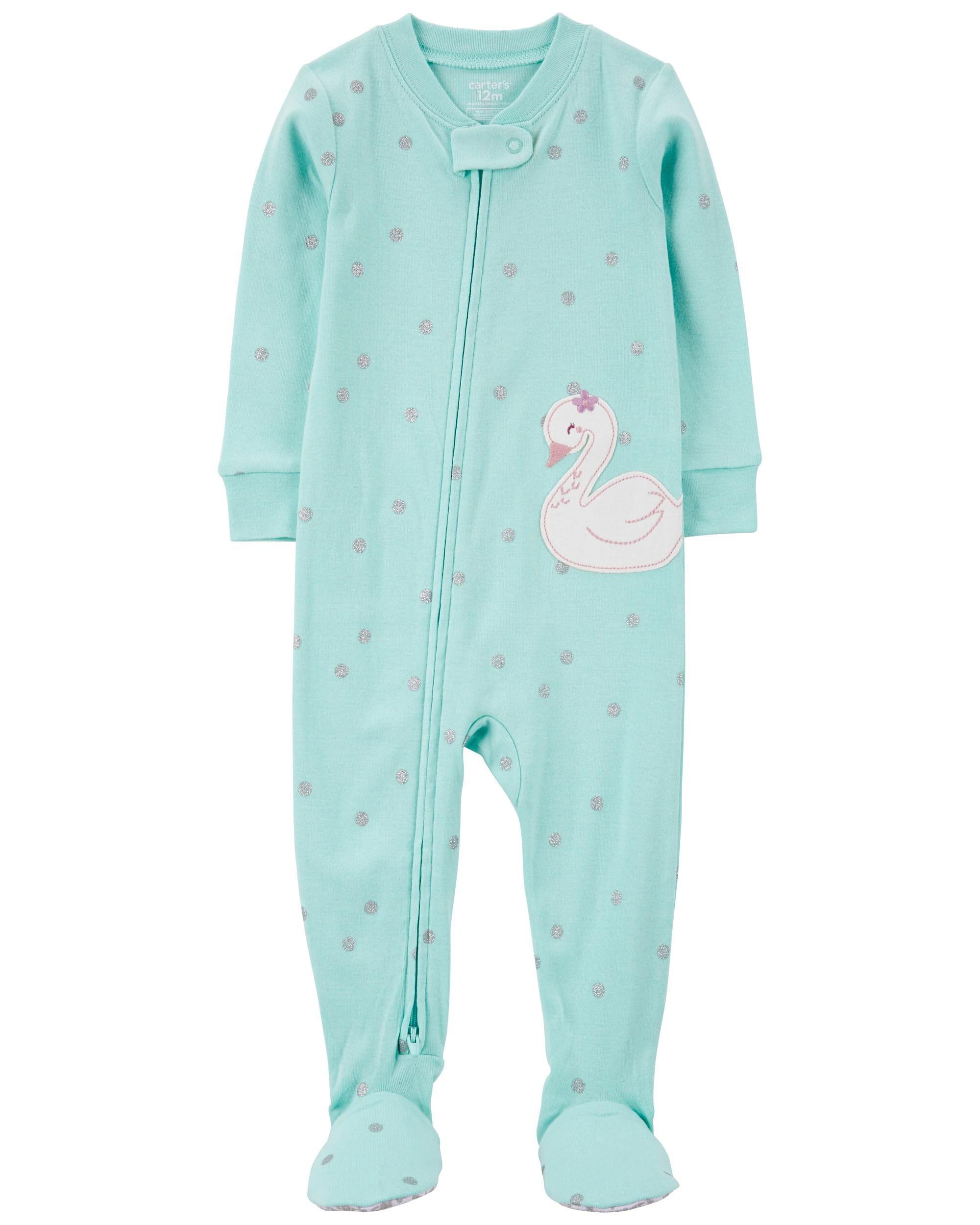 Baby 1 Piece Swan Print 100 Snug Fit Cotton Footie Pajamas Carter s Carter s
