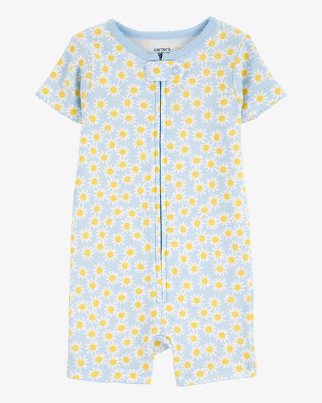  Product image 1 of Baby Daisy Floral Snug Fit Cotton 1-Piece Pajamas - Blue
