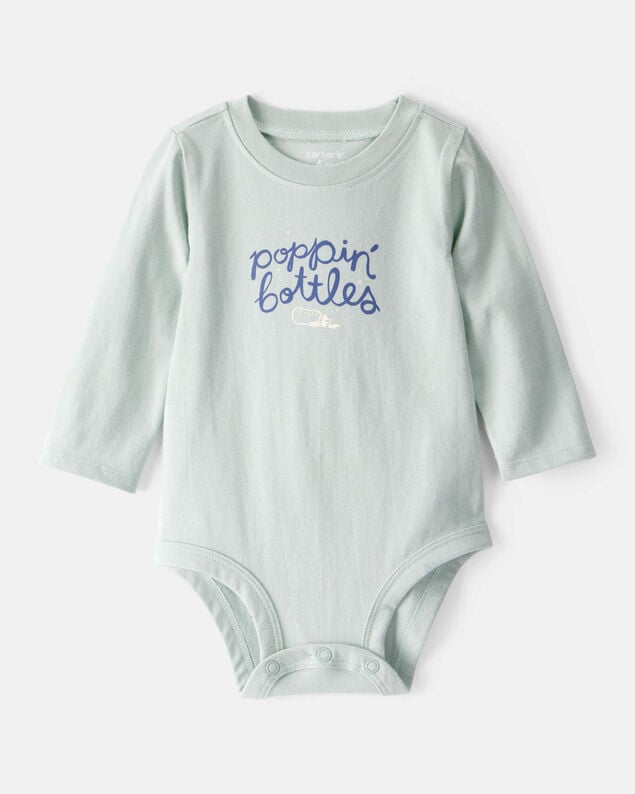 Product image 1 of Baby Cotton Long-Sleeve Graphic Bodysuit - Blue