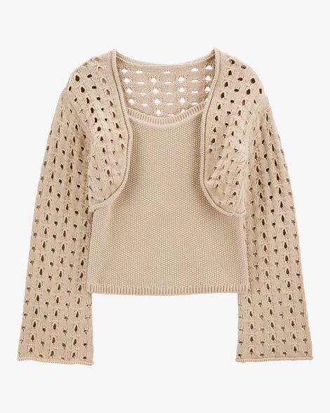  Product image 1 of Kid 2-Piece Knit Tank and Cardigan Set - Khaki