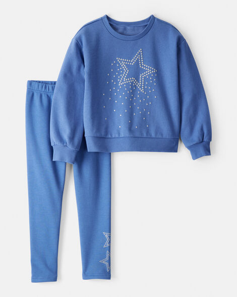 girls star shine sweatshirt & pant set - blue