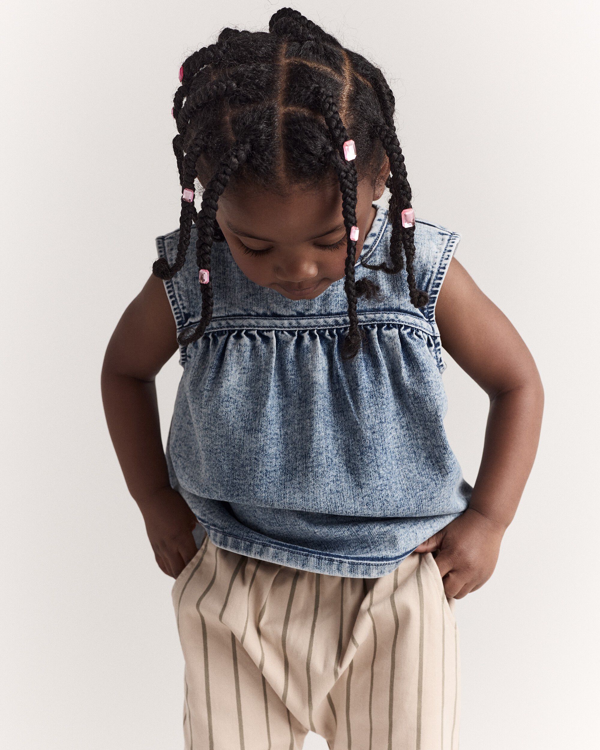 Toddler Girl Sleeveless Denim Top Avenue Wash - Blue