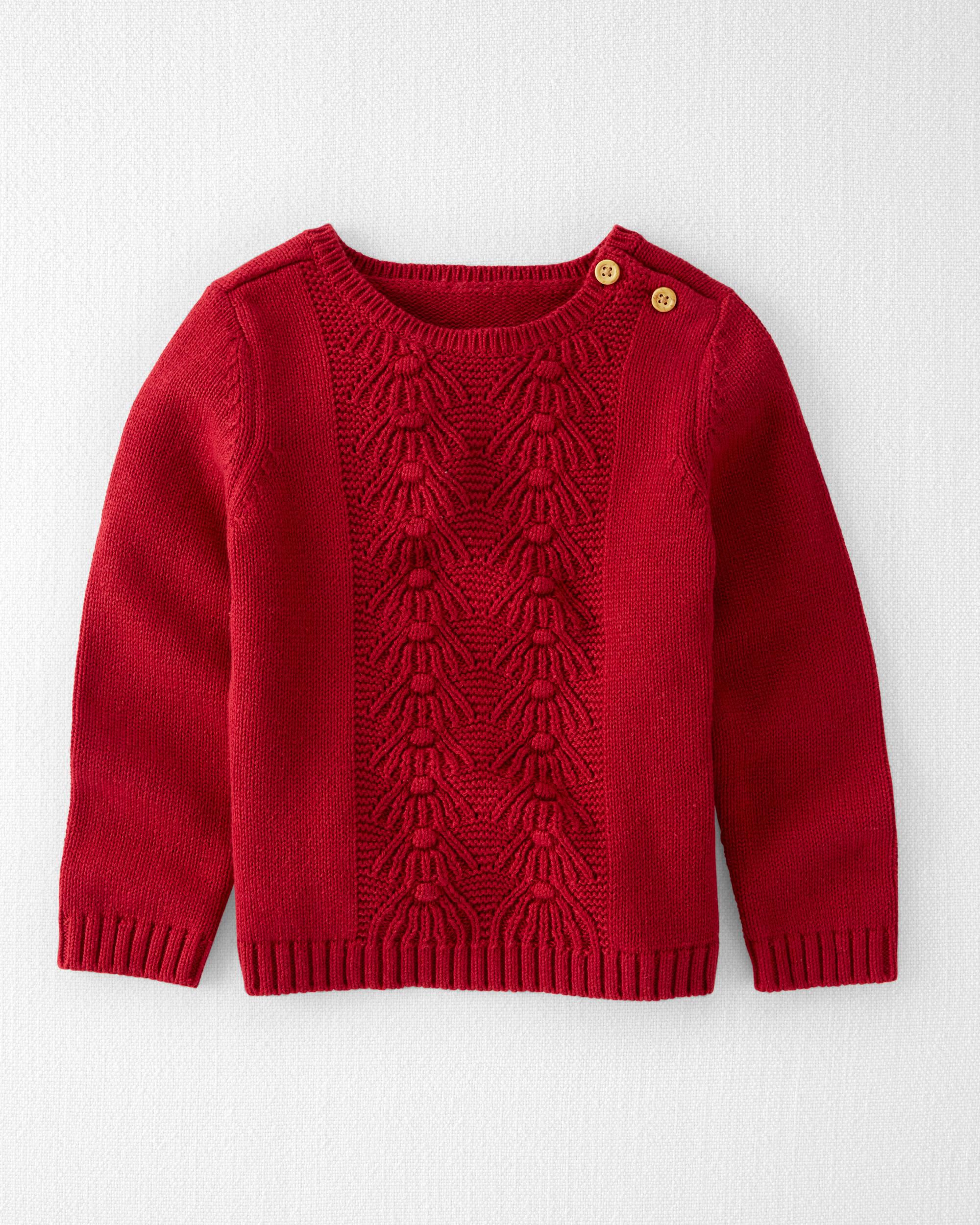 Toddler Organic Cotton Cable Knit Sweater in Red Carter s Carter s