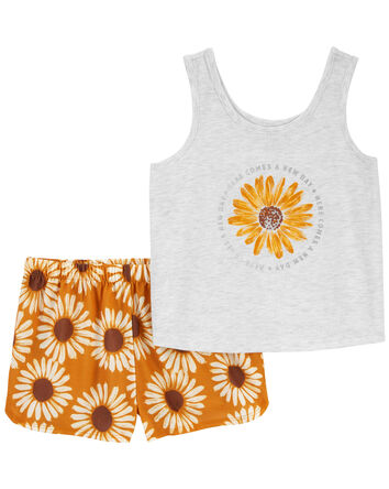 Kid 2-Piece Sunflower Loose Fit Pajama Set