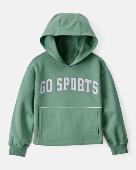 girls go sports cotton long-sleeve hoodie - green