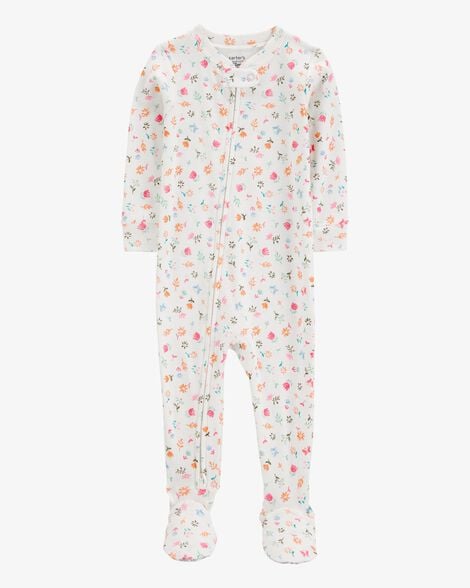 Product image 1 of Baby Girl Floral Print Snug Fit Cotton Footie 1-Piece Pajamas