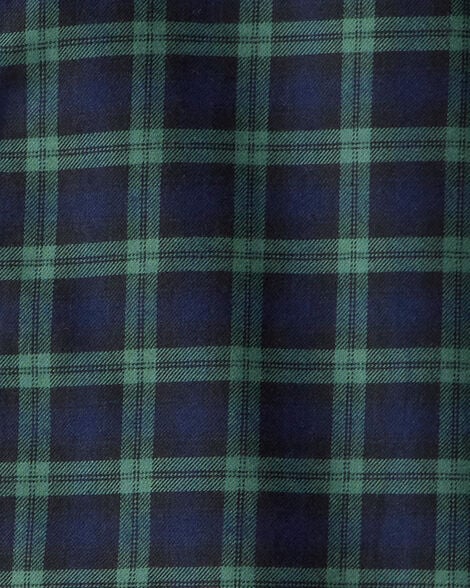 Boys Plaid Cotton Long-Sleeve Button-Down Shirt - Green