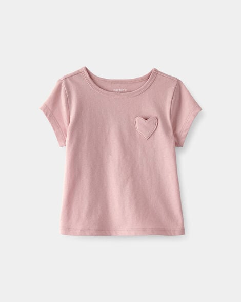 baby girl heart pocket top - pink