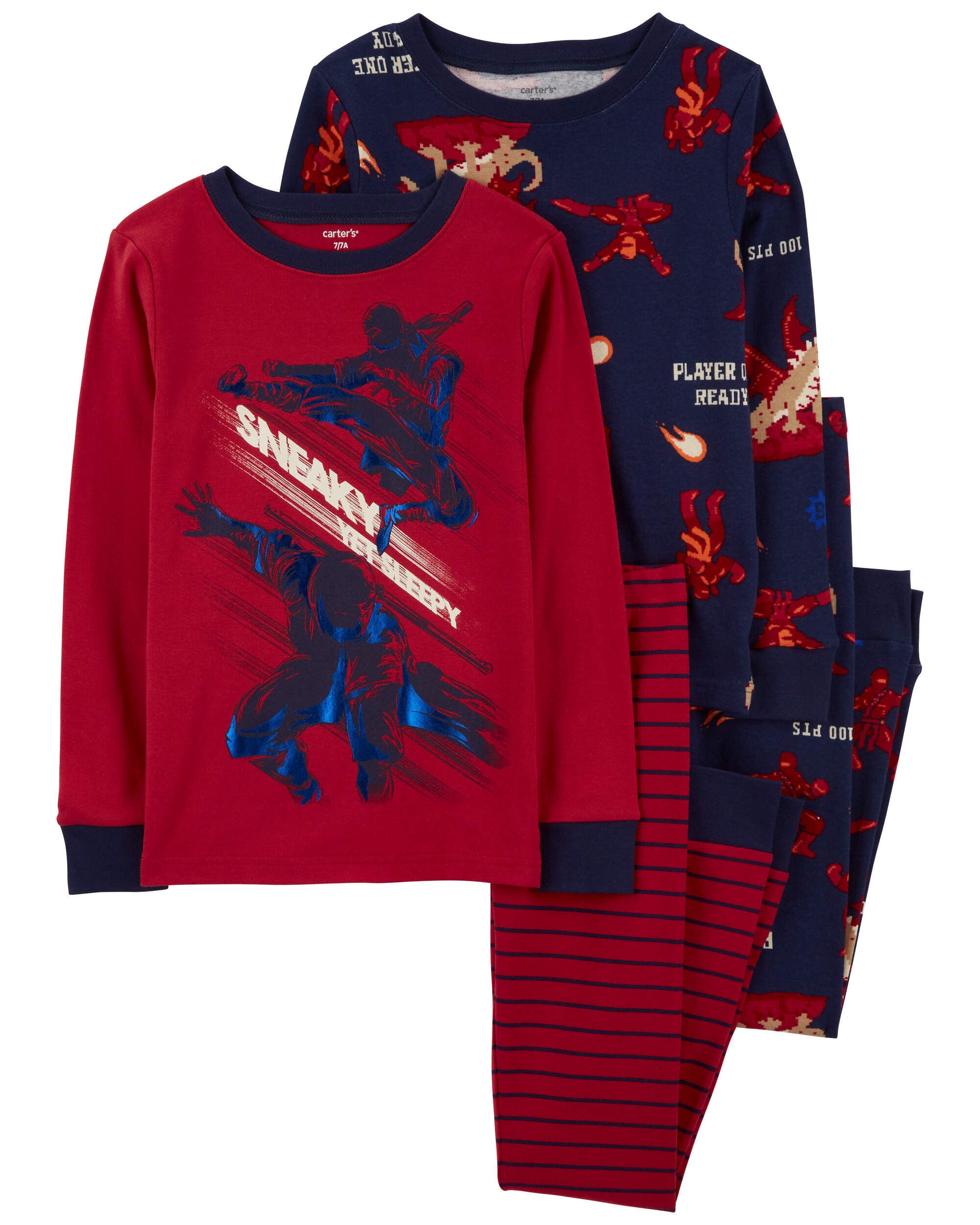 Kid 4 Piece Ninja 100 Snug Fit Cotton Pajamas