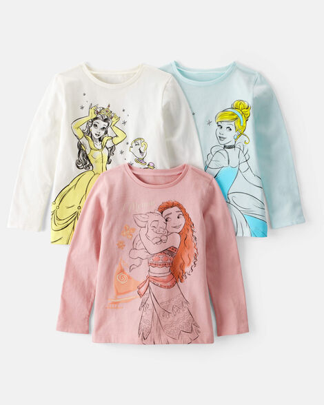 Product image 1 of Girls 3-Pack Disney© Princess Long-Sleeve Graphic Tees