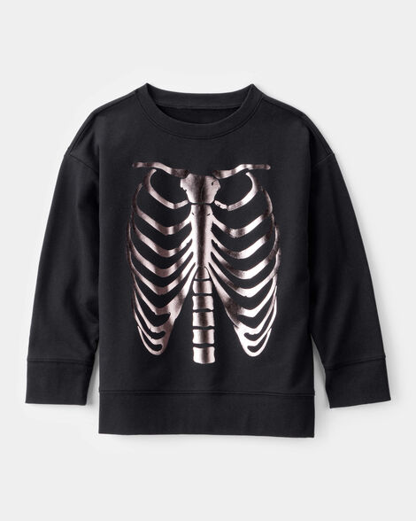 boys metallic skeleton long-sleeve graphic tee - black
