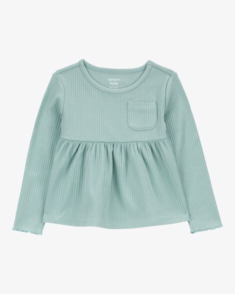  Product image 1 of Toddler Ribbed Long-Sleeve Peplum Top