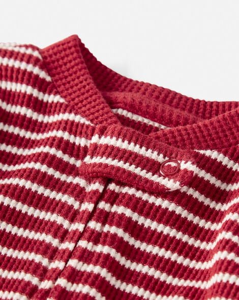 Product image 2 of Baby Organic Cotton Waffle Knit Striped Sleep & Play Pajamas