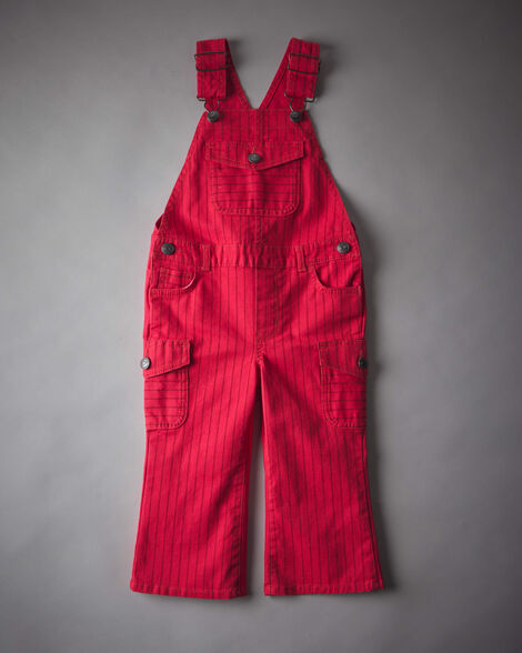 OshKosh x Sergio Hudson Hickory-Striped Overalls in Red