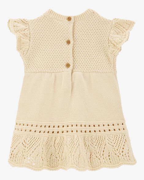  Product image 2 of Baby Pointelle Sweater Dress- Cream