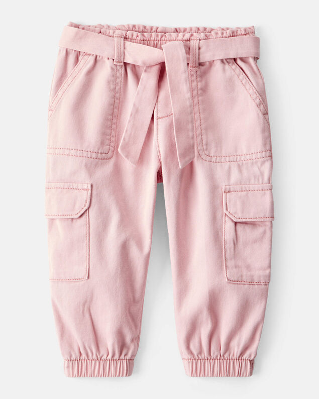 Product image 1 of Baby Girl Cotton Cargo Joggers - Pink