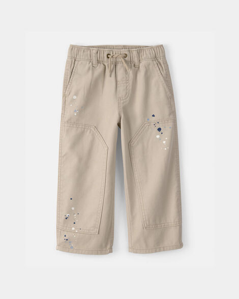 Toddler Boy Splatter Paint Drawstring Pants - Khaki