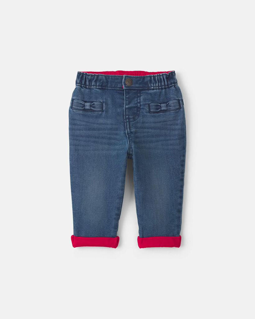Oshkosh Baby Girls Mid Rise Regular Fit Pull-On Pant, 3 Months, Blue