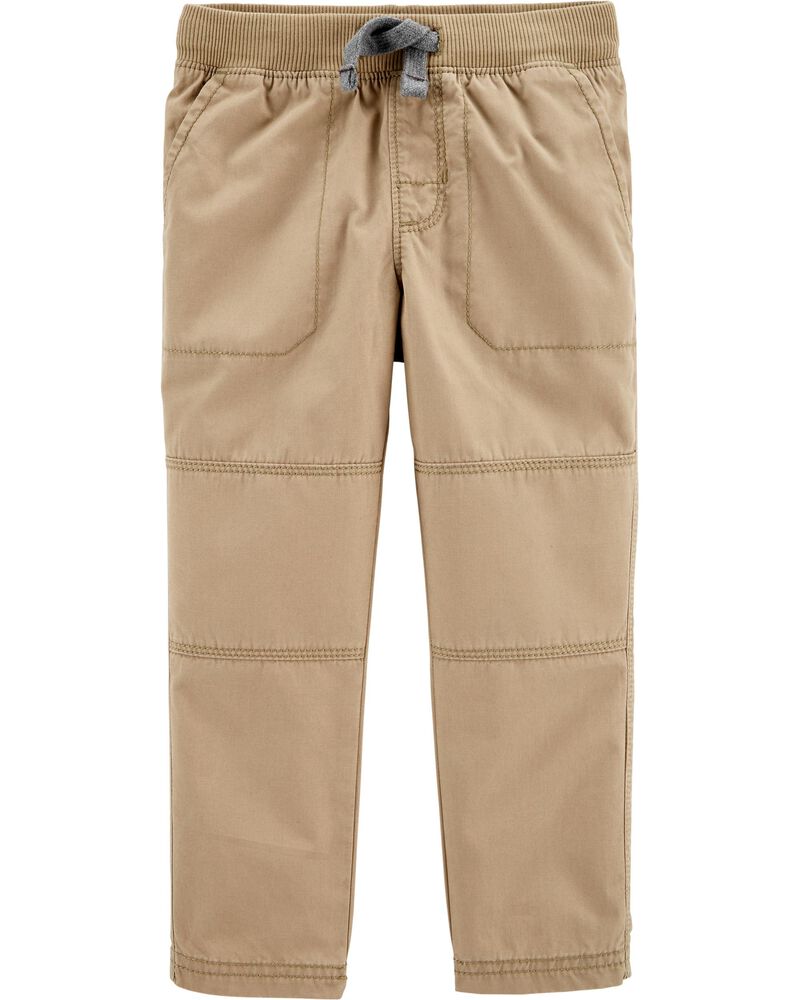 Khaki Toddler PullOn Reinforced Knee Pants