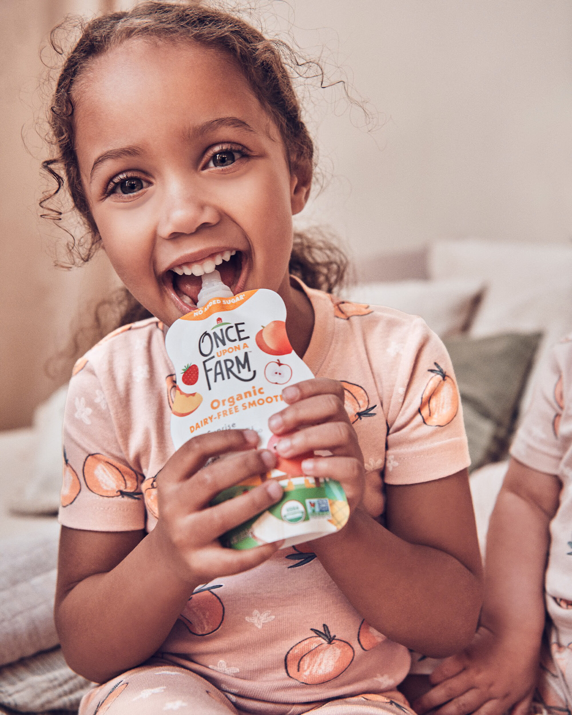 Toddler Organic Cotton Pajamas Peach Print
