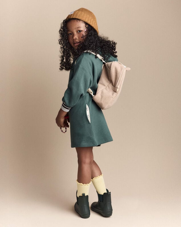 Product image 2 of Toddler Girl Long-Sleeve Hooded Sweatshirt Dress - Green