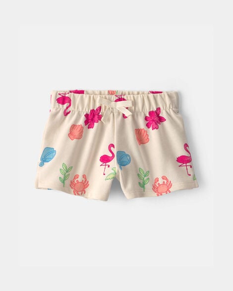 toddler girl beach french terry shorts - cream