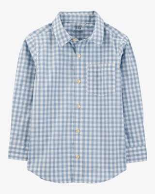 Product image 1 of Kid Plaid Woven Long-Sleeve Button-Down Shirt - Blue