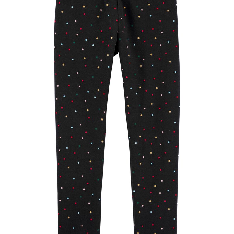 Polka Dot Cozy Fleece Leggings