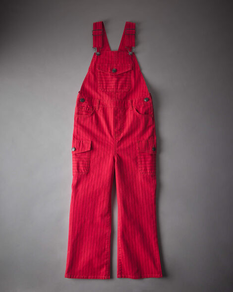 Kids OshKosh x Sergio Hudson Hickory-Striped Overalls in Red