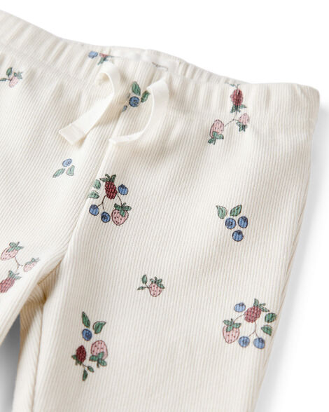 Product image 3 of Baby Girl Organic Cotton Ribbed Knit Pants in Berry Blossom Print