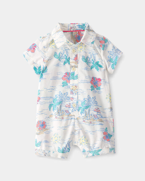 baby boy tropical beach short-sleeve romper