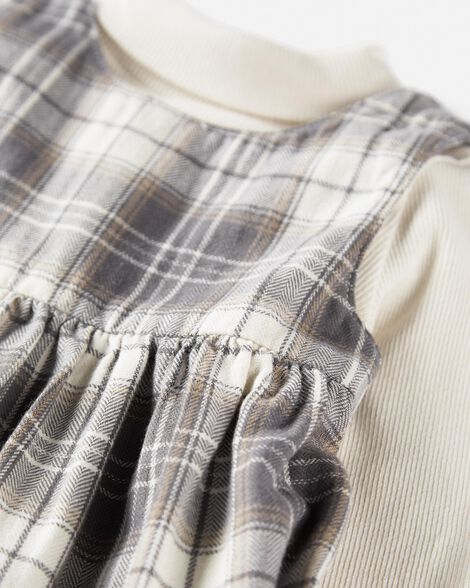  Product image 5 of Baby 2-Piece Organic Cotton Herringbone Dress Set in Plaid