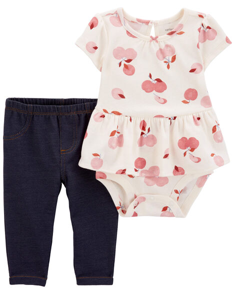  Product image 1 of Baby 2-Piece Apple Peplum Bodysuit Pant Set
