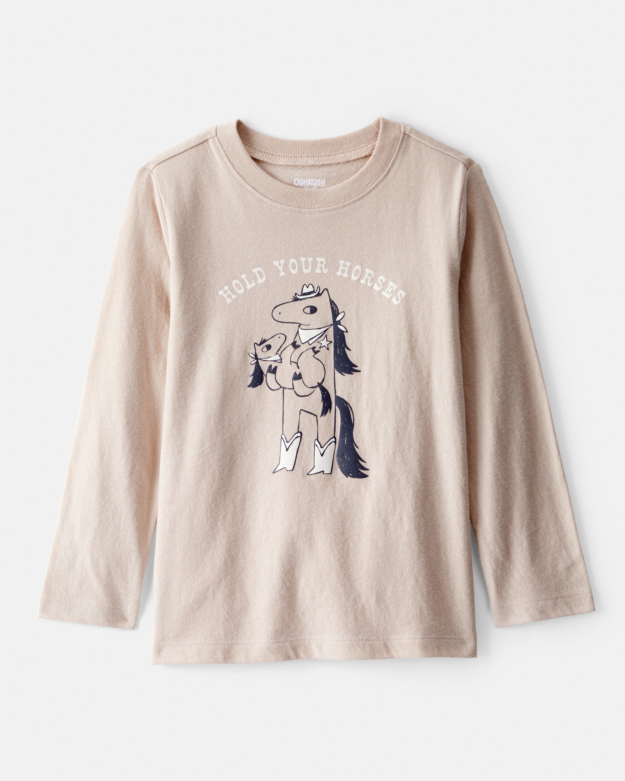 Toddler Boy Hold Your Horses Long-Sleeve Graphic Tee - Tan