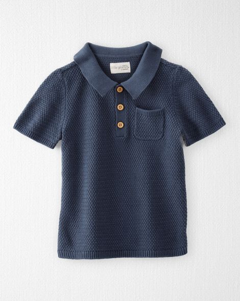 Toddler Organic Cotton Sweater Knit Polo Shirt