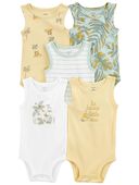 Green - Baby 5-Pack "Be Brave Little One" Sleeveless Bodysuits, Selected