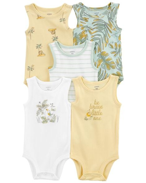  Product image 1 of Baby 5-Pack "Be Brave Little One" Sleeveless Bodysuits