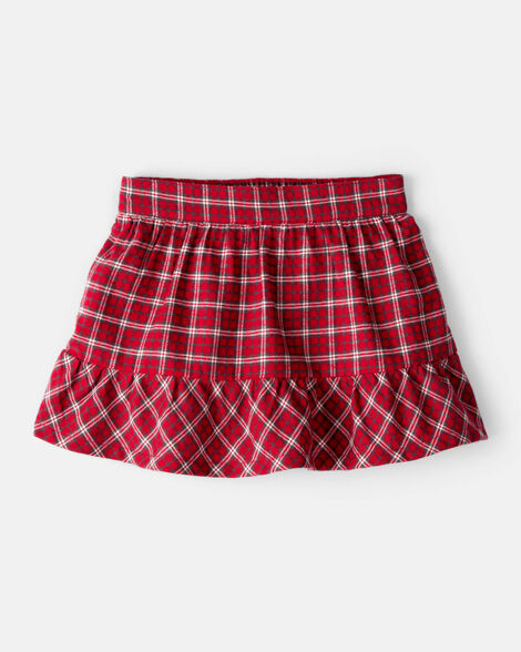 toddler girl plaid cotton skort - red