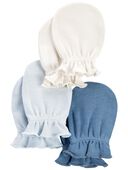 Blue/Ivory - Baby 3-Pack Mittens, Selected