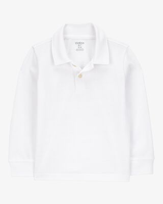 Product image 1 of Toddler Pique Long-Sleeve Uniform Polo Shirt - White