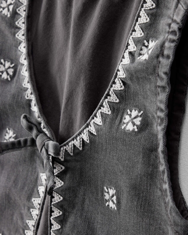 Product image 2 of Baby Girl Western Denim Sleeveless Vest - Grey