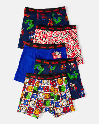 Product image 1 of Boys 5-Pack ©Marvel Print Boxer Brief Underwear - Navy/Blue