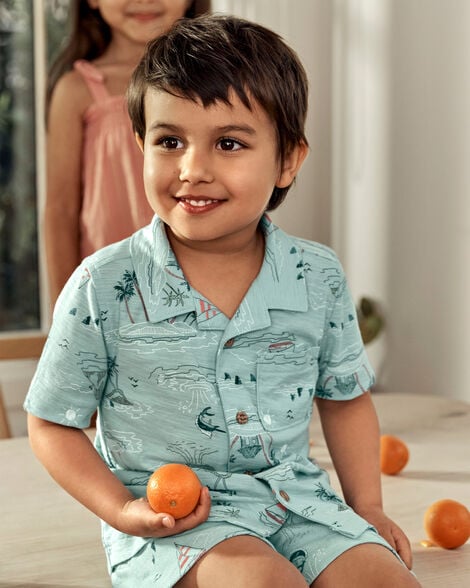 Product image 3 of Toddler 2-Piece Button-Down Shirt & Pull-On Short Set