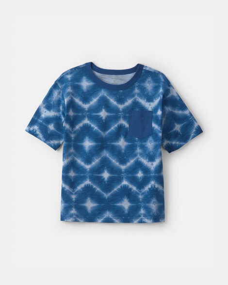 Boys Geometric Tie-Dye Pocket Tee - Blue