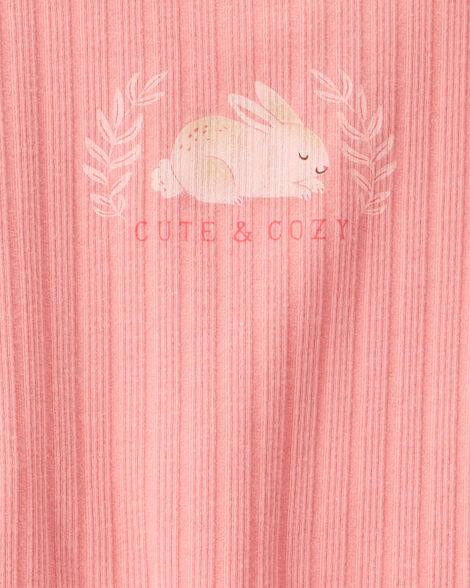Toddler Girl 2-Piece Bunny Drop Needle Ribbed Pajamas - Pink