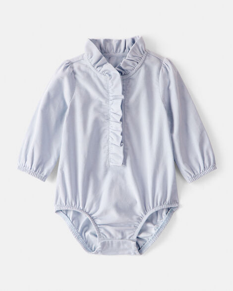 Baby Girl Corduroy Long-Sleeve Fashion Bodysuit - Blue